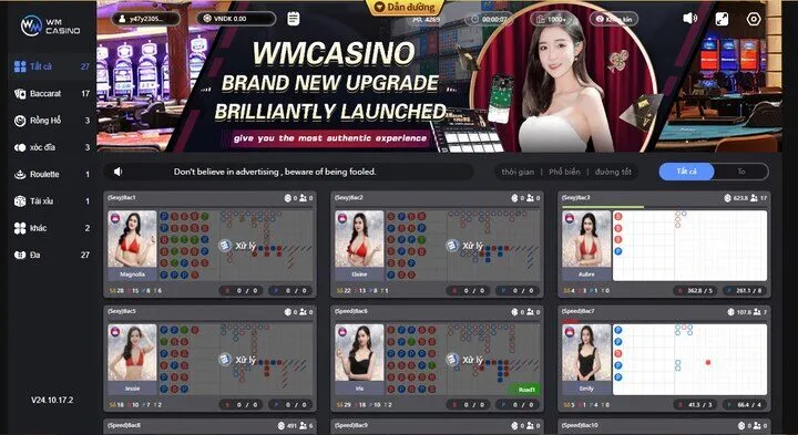 Cập nhật số lượng sảnh Live Casino 789win